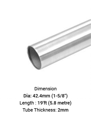 TU6932421920R TUBE ROUND 1-5/8" DIA 2.0 MM THICK IN SS316