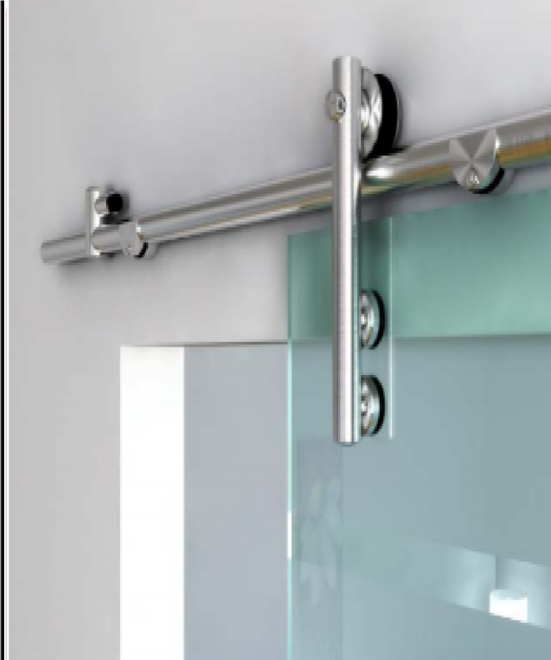 USA-SLLAGCOM01PS Double Roller Lag Series Wall Mount Single Door Sliding Kit Polished Stainless