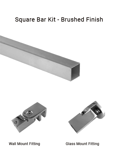 Square Bar Kit and Accessories glass hardware - Tag Hardware