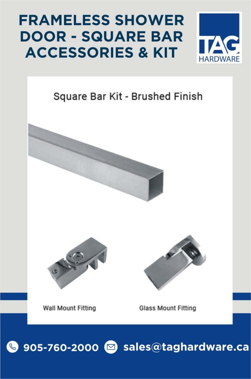 Square Bar Kit and Accessories glass hardware - Tag Hardware