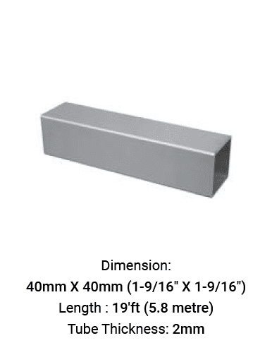 TU6933401920S TUBE SQUARE 40 X 40 MM WITH 2.0 MM THICK IN SS316