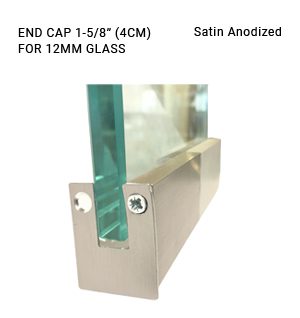 EC3CL697412SA Satin Anodized 1-5/8 ENDCAP FOR 12MM GLASS
