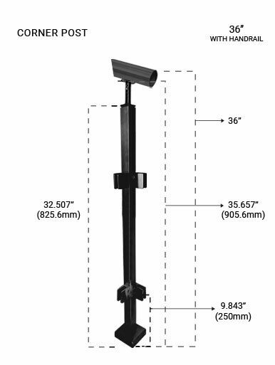 PS60514036CBS - BL SQ. CORNER POST 36" SS316 in Brushed to PC Black Finish
