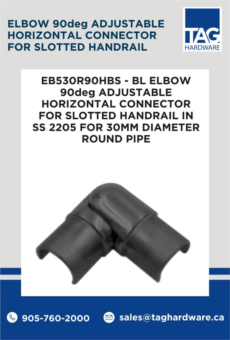 EB530R90HBS - BL ELBOW 90deg ADJUSTABLE HORIZONTAL CONNECTOR FOR SLOTTED HANDRAIL IN SS 2205 FOR 30MM DIAMETER ROUND PIPE