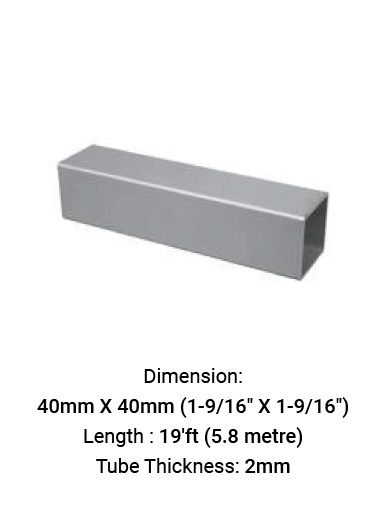 TU4927401920S TUBE SQUARE 40 X 40 MM WITH 2.0 MM THICK IN SS304