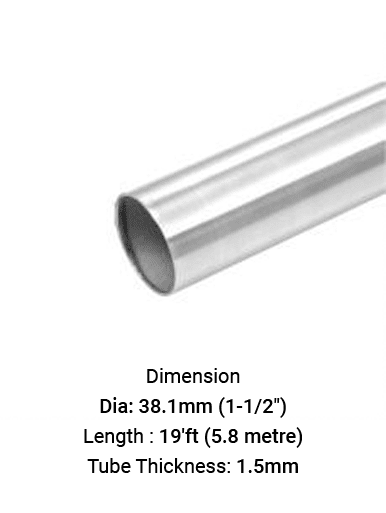 TU6924381915R TUBE ROUND 1-1/2" DIA X 1.5 MM THICK in SS316