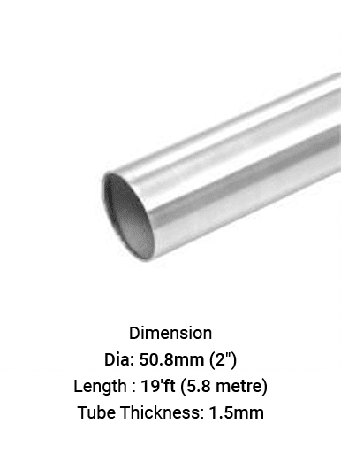 TU6926501915R TUBE ROUND 2" DIA 1.5 MM THICK IN SS316